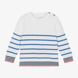 Mayoral Boys White Striped Cotton Sweater 9 mth