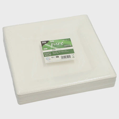Papstar Pure Dinner Plates 26x26cm 50ct
