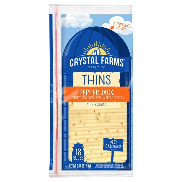 Crystal Farms Cheese Sliced Thin PepperJack  7 oz