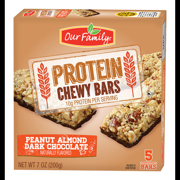 Our Family Dark Chocolate Peanut Almond Protien Bars 5ct