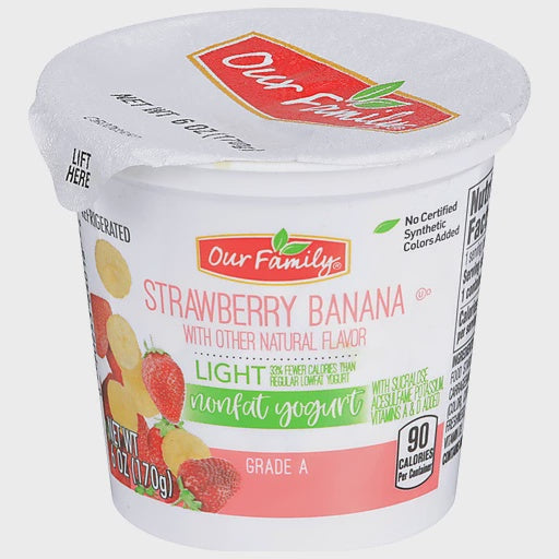 Our Family Low Fat Strawberry Yogurt 6oz