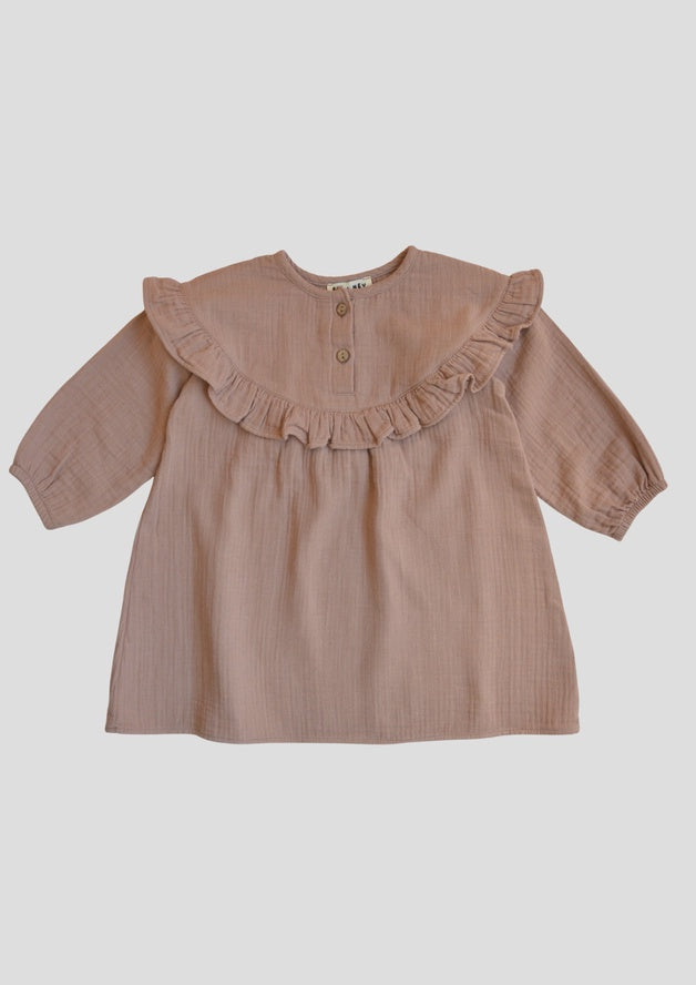 Ruffle Muslin Dress Blush 3-4 yr