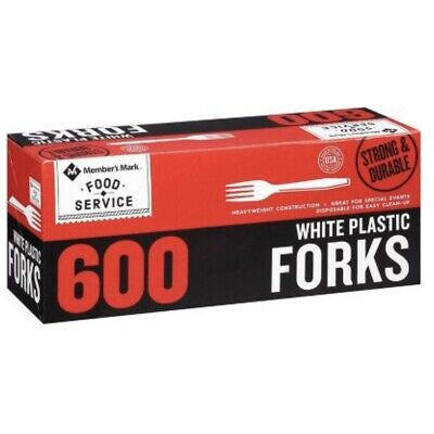 MM White Plastic Forks HW 600ct