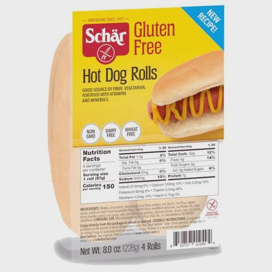 Schar Hot Dog Rolls Gluten Free 4pk