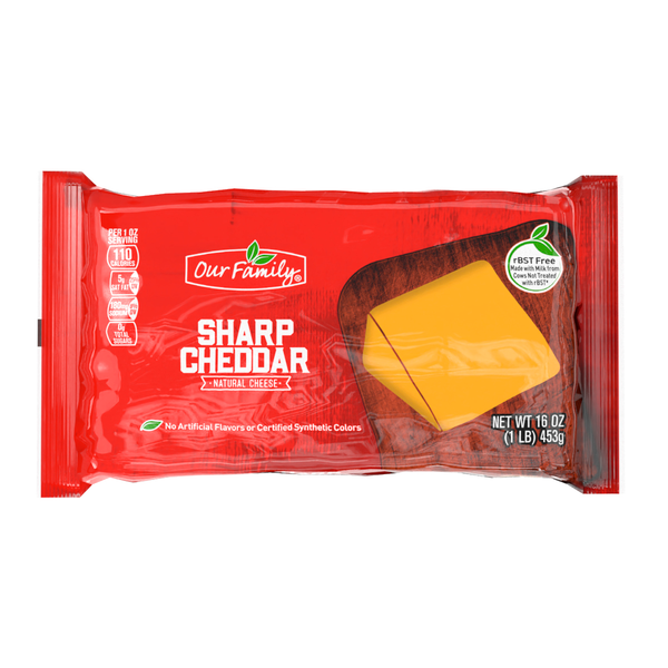 Our Family Cheese Block Sharp Cheddar 16 oz