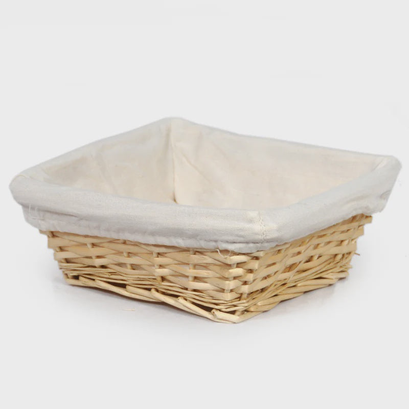 Square Basket with Cloth Liner Small Natural