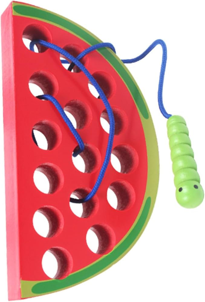 Wooden Worm Eat Fruit Lacing Toy