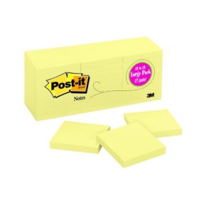 Post-it Notes 3 x 3" 100 sheet pads, 27 pads, 2,700 total sheets