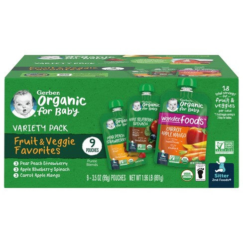Gerber Organics Fruit & Veggie Favorites  10 count