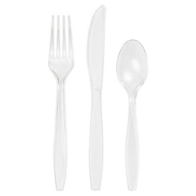 Our Family Assorted Plastic Cutlery Clear 24ct