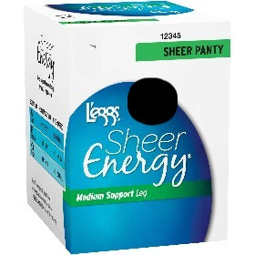 Leggs Sheer Energy Sheer Panty Size A Sheer Toe Black 6pr pack