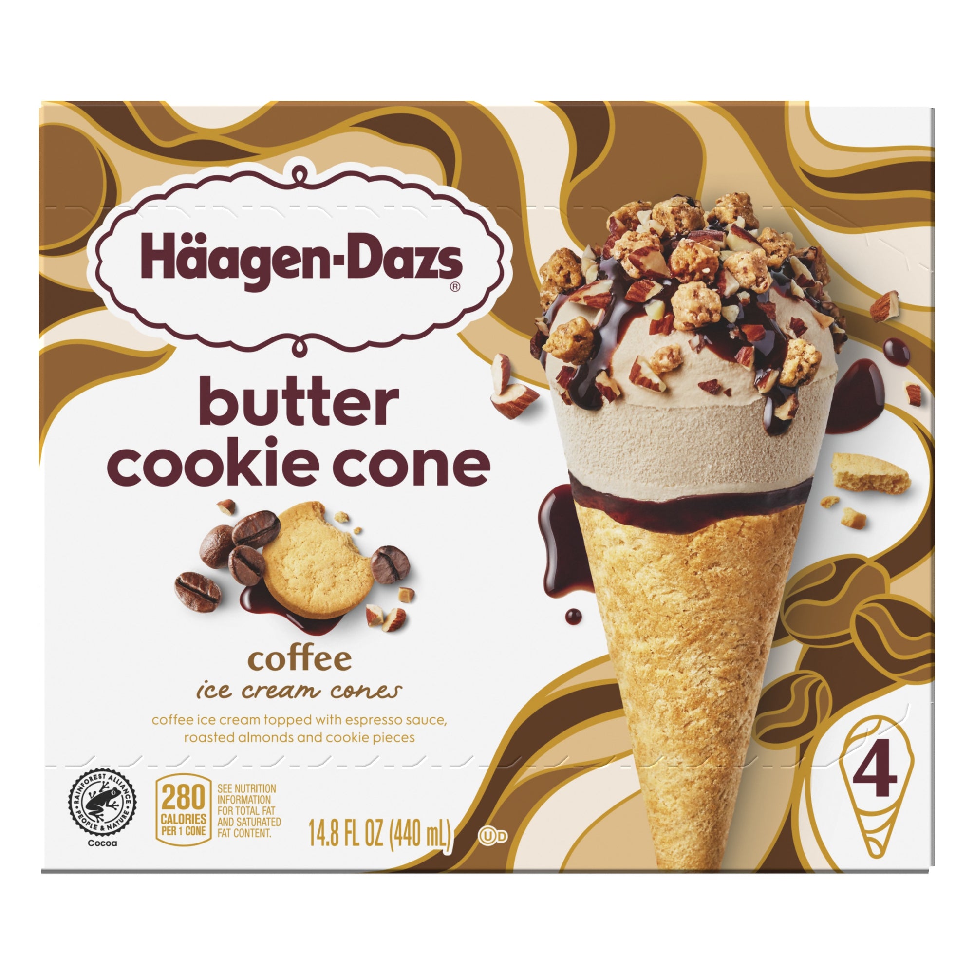 Haagen Dazs Butter Cookie Cone 4 pack