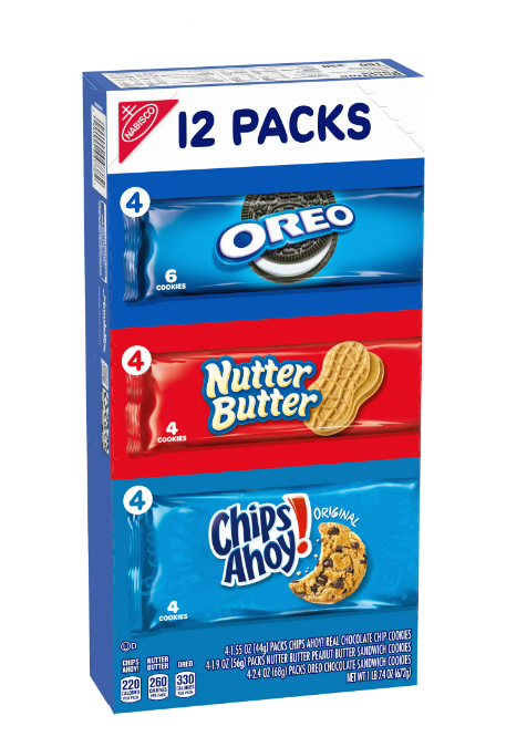 Nabisco Mini Cookie Variety Pack Oreo, Nutter Butter & Chips Ahoy12pk