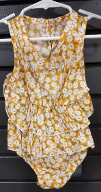Mustard Floral Ruffle Bodysuit - 0-3mths