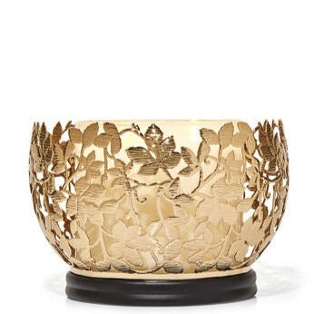 3 Wick Candles Holder - Leafy Bowl - Gold