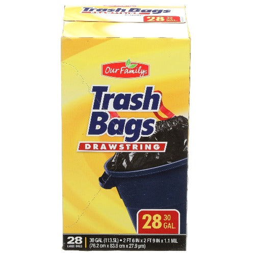 Our Family 30 Gallon Black Garbage Bags 28ct