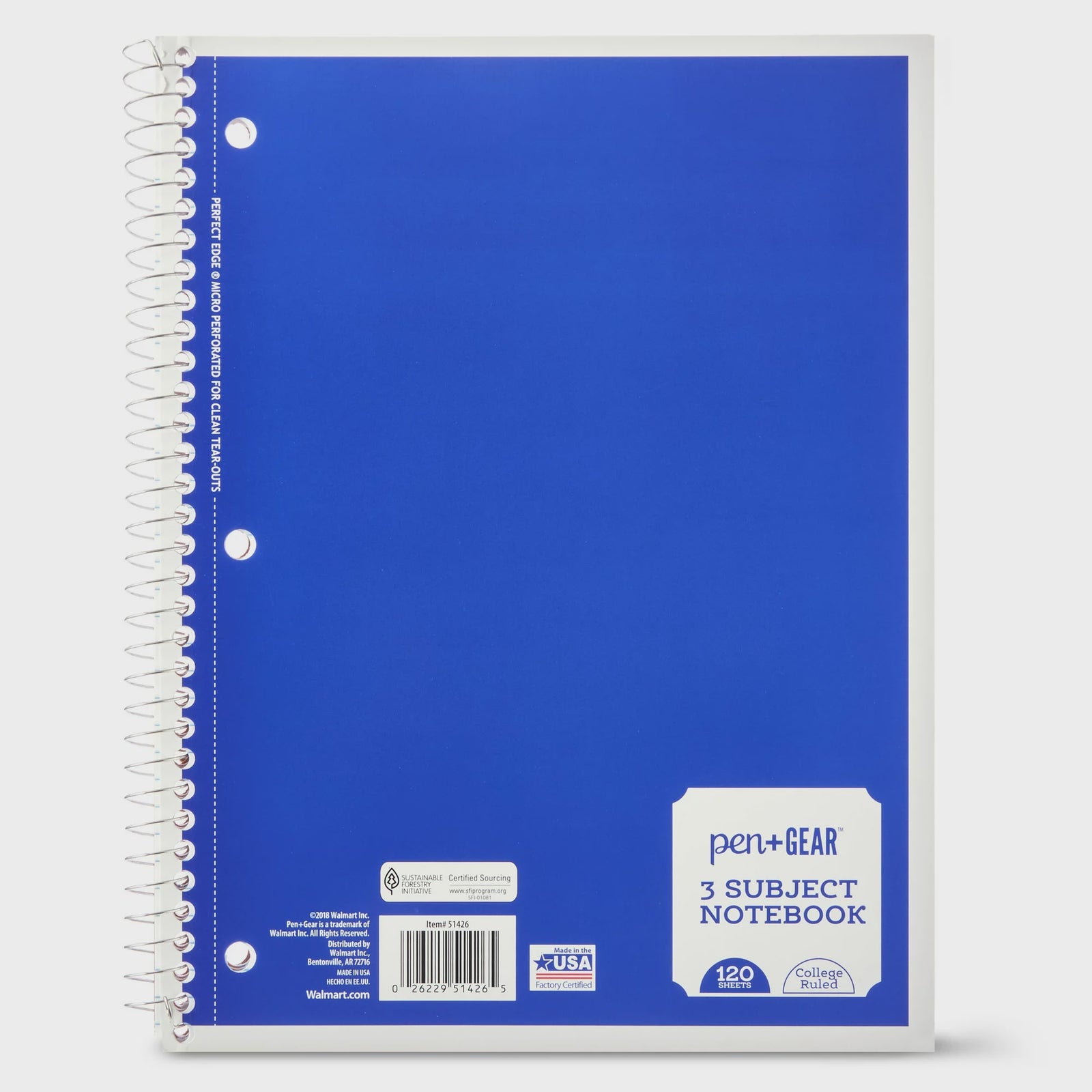 Pen & Gear 3 Subject Notebook College Ruled