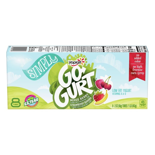 Yoplait Simply Go-Gurt Mixed Berry & Strawberry Banana 8ct