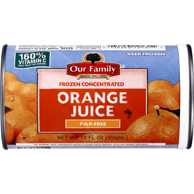 Our Family Frozen Orange Juice No Pulp 12oz