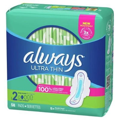 Always Ultra Thin Size 2 long super 58 Count