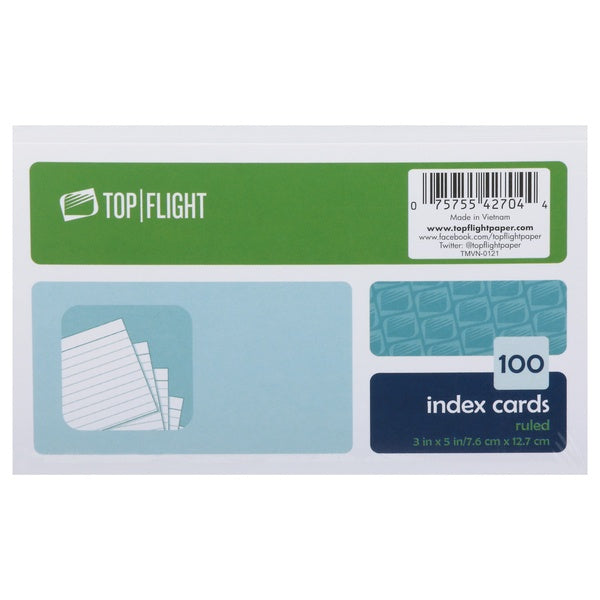 Top Care 3x5 Ruled Index Cards 100ct