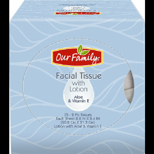 Our Family Facial Tissue Cube With Lotion 75ct