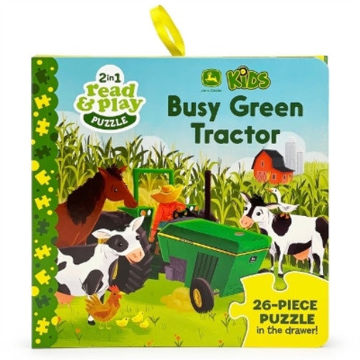 Busy Green Tractor Read & Play Puzzle Board  Book