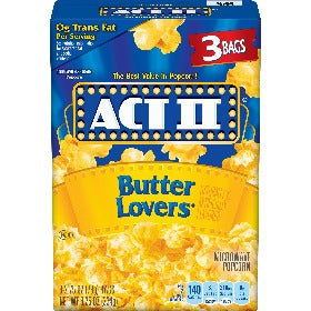 ACT II Microwave Popcorn Butter Lovers 3 bags