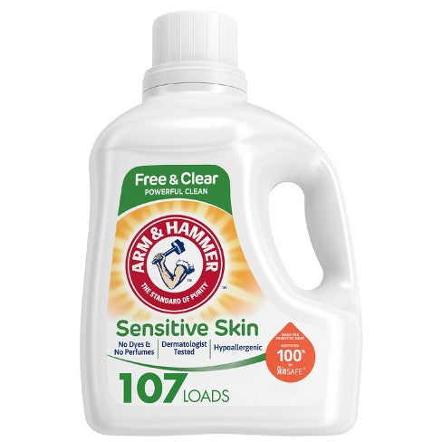 Arm & Hammer Sensitive Skin Laundry Detergent Free & Clear 144oz