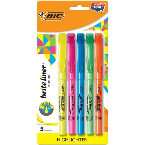 Bic Brite Liner Asst Highlighters 5 ct