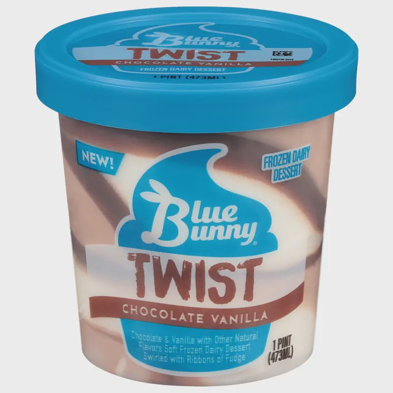 Blue Bunny Chocolate Vanilla Twist Ice Cream 1 pint