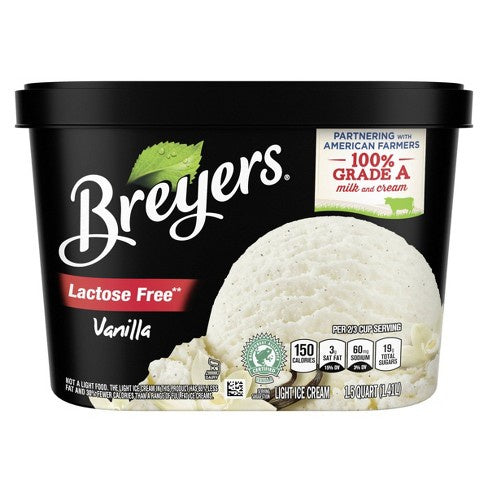 Breyers Natural Vanilla Lactose Free Ice Cream 48oz
