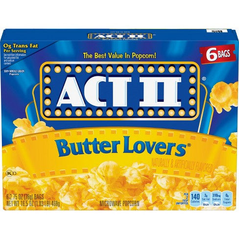 Act II Butter Lovers Popcorn 6ct