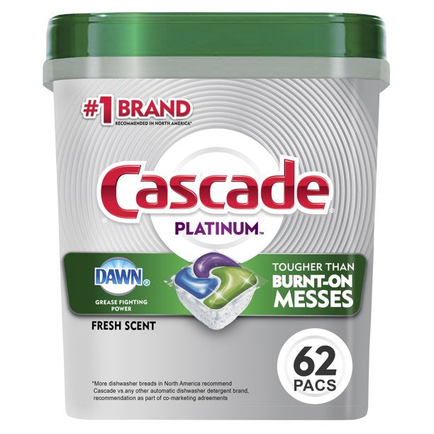 Cascade Platinum Fresh Scent Tabs 62ct