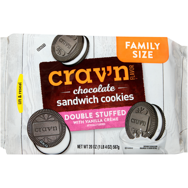 Crav'n Flavor Chocolate Sandwich Double Stuff Cookies 20oz