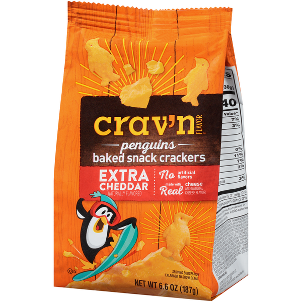 Crav'n Flavor Penguin Crackers Xtra Cheddar 6.6oz