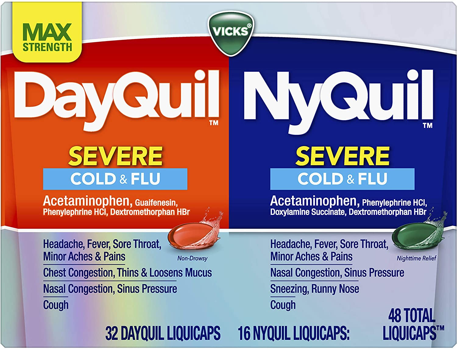 Dayquil/Nyquil Severe Cold & Flu Liquicaps 48 count Total