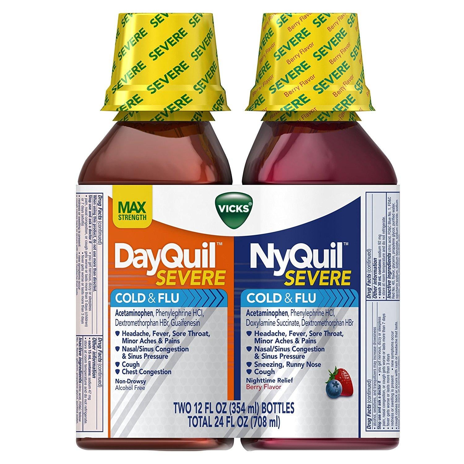 Dayquil/Nyquil Severe Cold & Flu Syrup Pack 24 oz. total