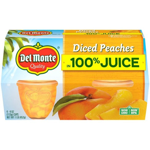 Del Monte Diced Peaches Cups 4ct