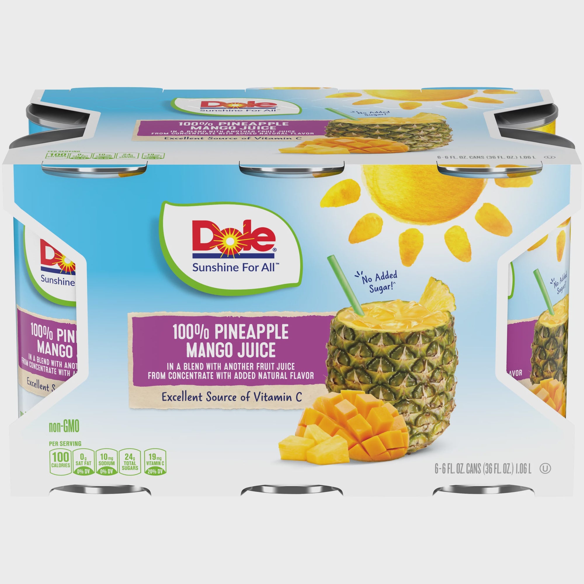 Dole Pineapple Mango Juice Cans 6oz/6pk
