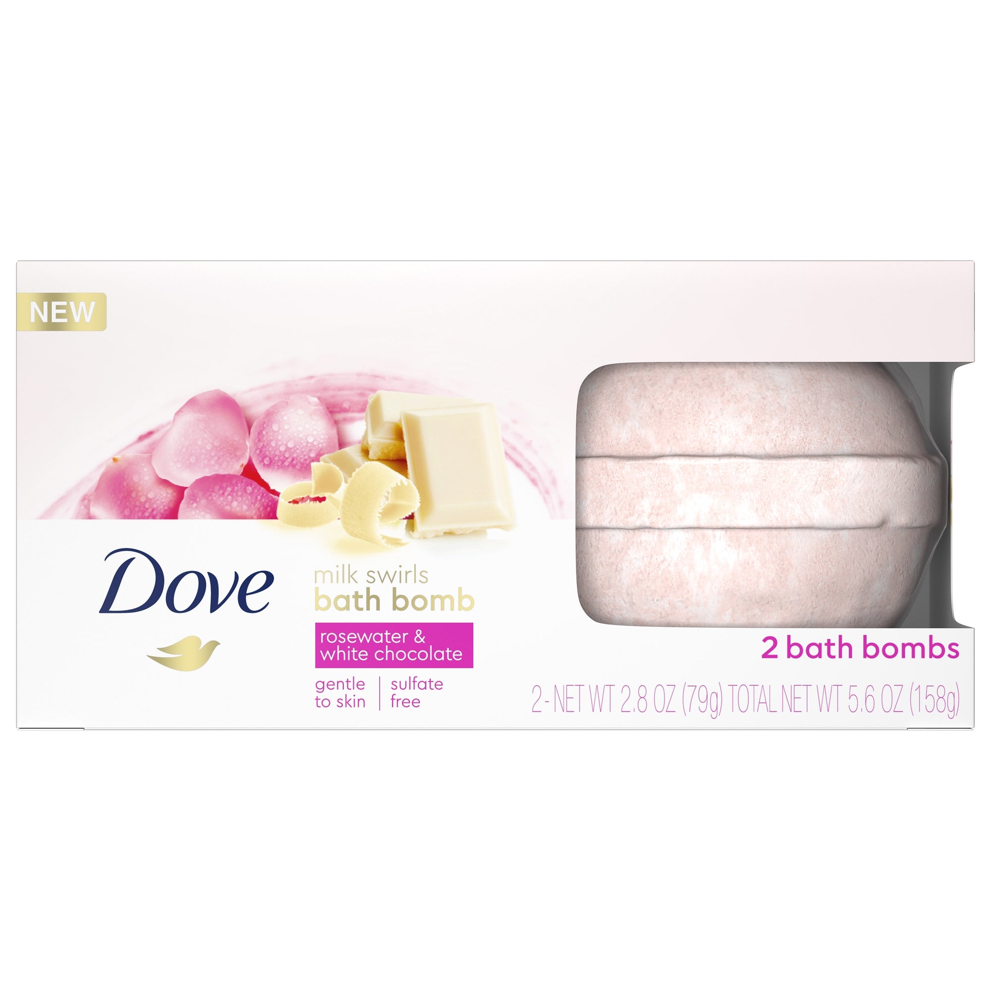 Dove Rose Water Bath Bomb 2ct