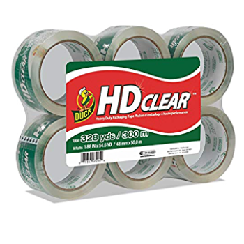 Duck HD Clear Heavy Duty Packing Tape 6 Rolls