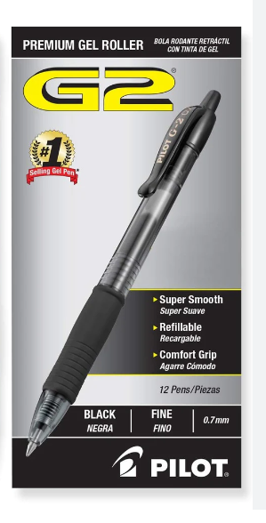 G2 Premium Gel Roller Pen Black 12 count