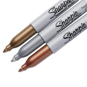 Sharpie Metallic Markers Fine Metallic Silver/Gold/Bronze