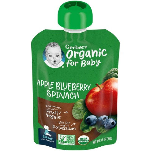 Gerber Organic for Baby Stage 2  Baby Food Pouches 3.5 oz.