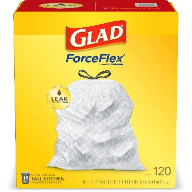 Glad Force Flex 13Gallon Tall Kitchen Garbage Bags 120ct