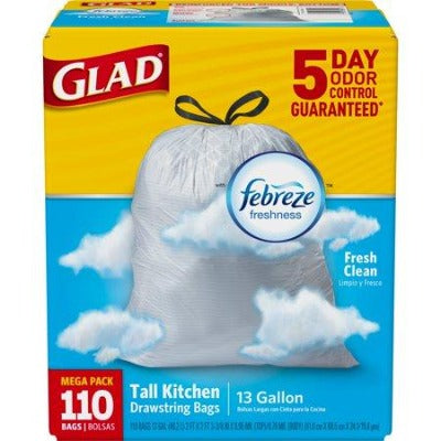 Glad Force Flex 13 gallon Garbage Bags Fresh Clean 110ct