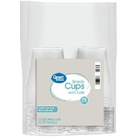 Great Value Snack Cups w/Lids 25ct 5oz