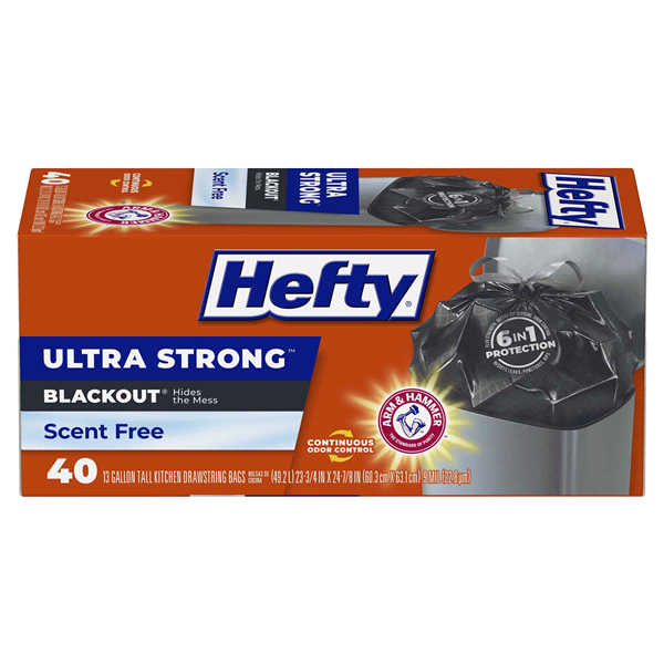 Hefty Ultra Strong Blackout Garbage Bags 13 Gal /40ct