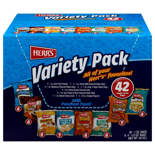 Herr's Variety Pack Snacks 42 count